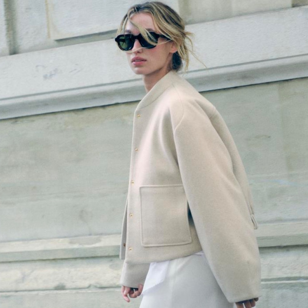 Zara CROPPED BOMBER JACKET WITH PATCH POCKETS